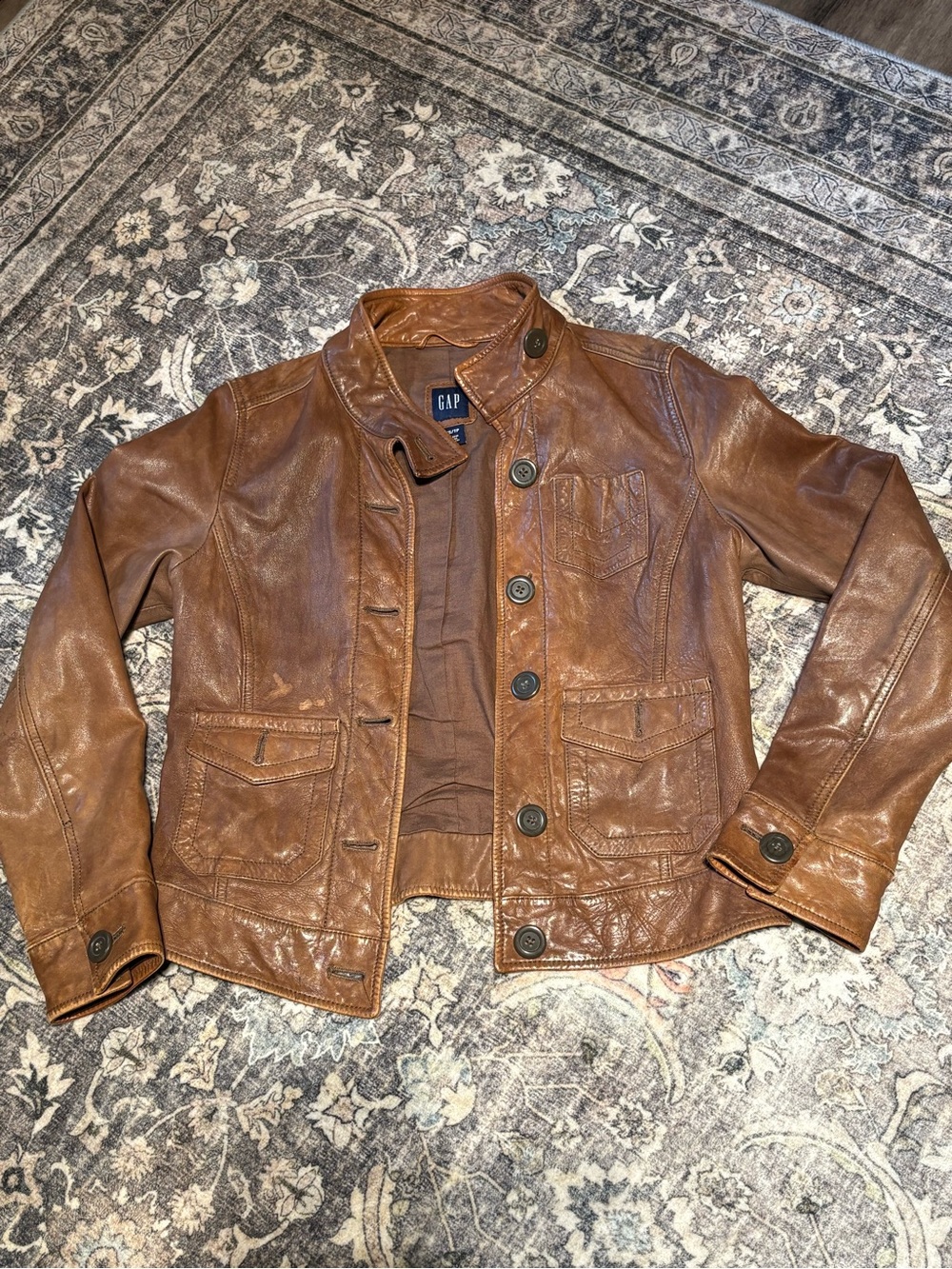 Vintage GAP Brown Leather Button-Front Jacket